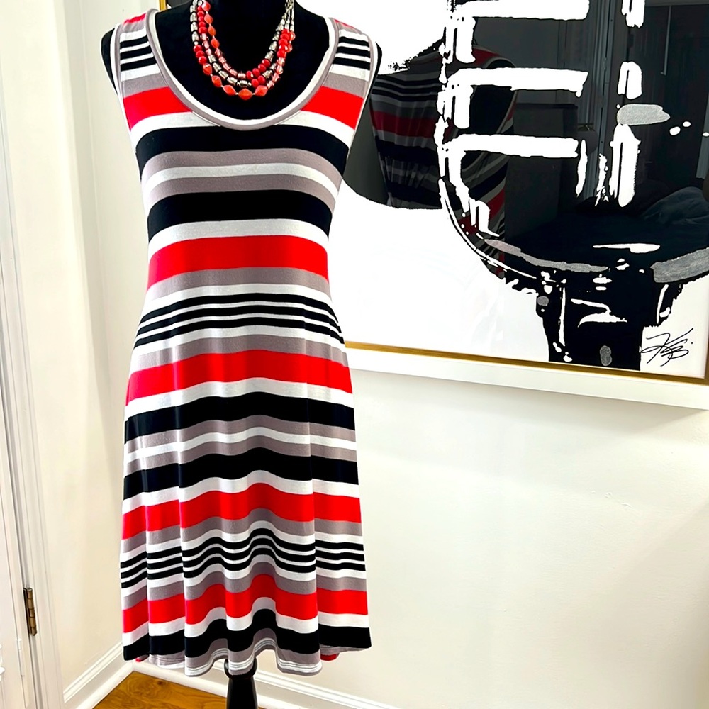 Philosophy Sleeveless Striped Swing Dress, Size XL